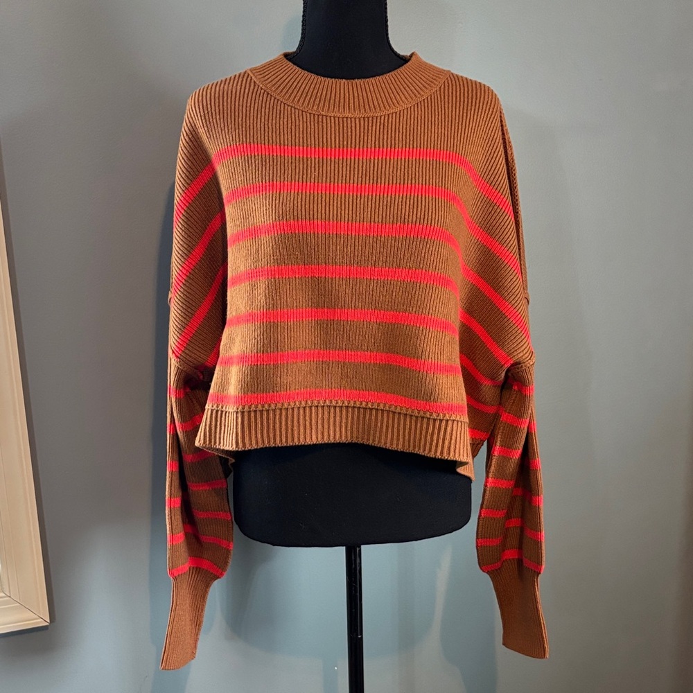 Free People Easy‎ Street Stripe Crop Pullover Sweater